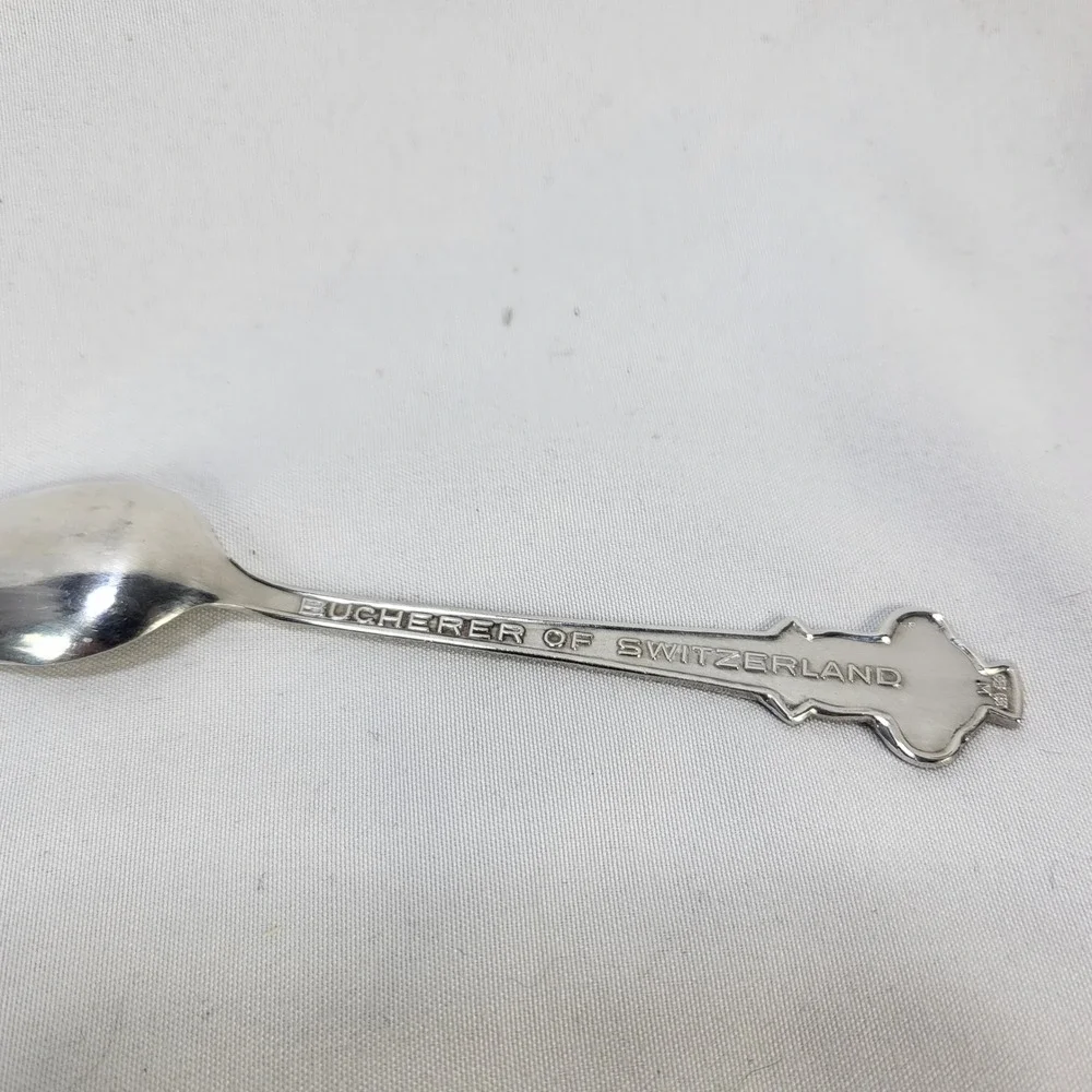 Rolex Bucherer Switzerland Watch Souvenir Spoon Lucerne Lion Rose Silver tone
